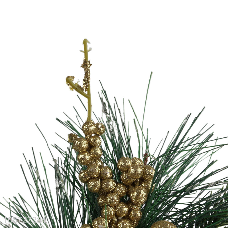 Factory price decorative artificial Christmas picks and sprays with pinecone