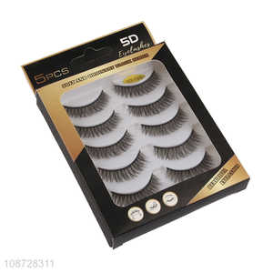 Factory price women natural 5d fluffy false eyelashes set for sale