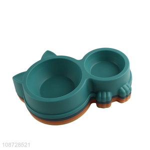 Good quality anti-slip plastic dog bowls double dish pet bowls