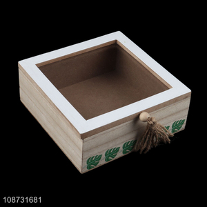 High quality glass lid wooden jewelry box bracelet display organizer