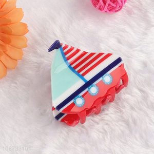 High quality cute ship shape acrylic hair claw clip for girls