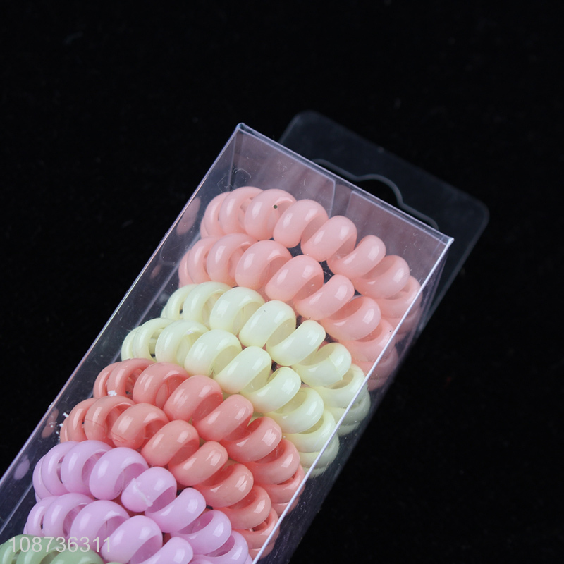 Yiwu factory candy color elastic telephone cord hair ring for girls