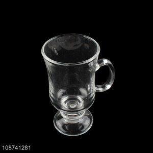 Wholesale Irish coffee mugs clear glass footed espresso cup with handle