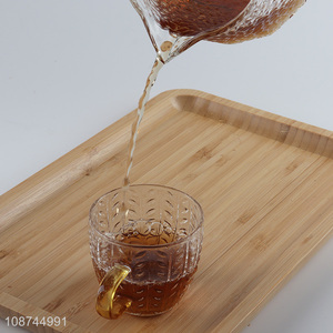 High quality transparent textured glass milk mug tea cup with handle