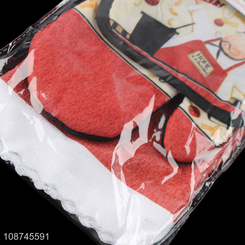 Wholesale kitchen accessories oven mitt pot holder and kitchen towel set