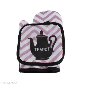 Custom logo heat resistant oven mitt and pot holder set for baking