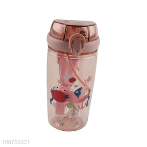 New product 650ml kids water bottle with shoulder strap and straw