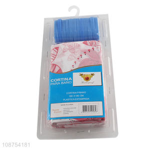 Low price plastic bath <em>shower</em> <em>curtain</em> set with 12 <em>curtain</em> hooks