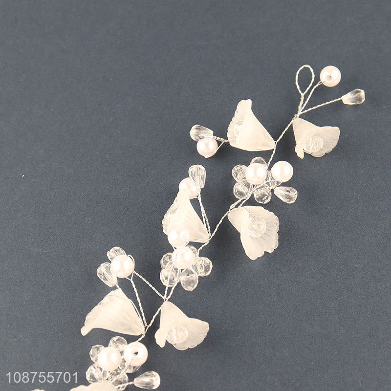 Wholesale bride wedding hair vine pearl flower hair accessories for women