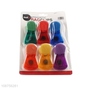 Online wholesale 6pcs magnetic bag clips plastic snack bag clips