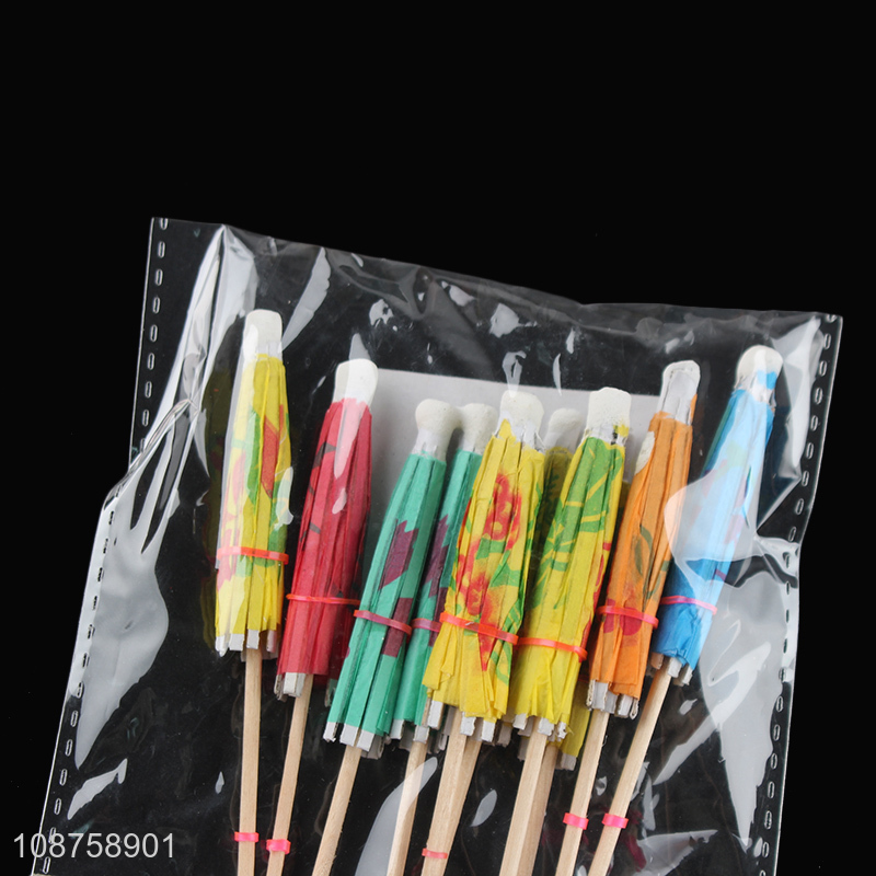 China imports 10pcs umbrella cocktail picks fruit picks bamboo toothpicks