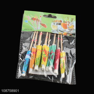 China imports 10pcs umbrella cocktail picks fruit picks bamboo toothpicks