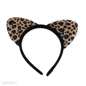 Wholesale leopard headband animal ear hair hoop for women girls kids