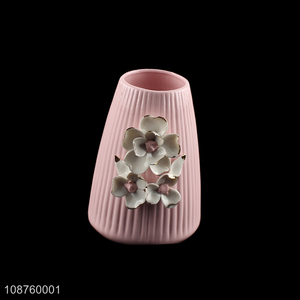 Hot selling pink home décor ceramic flower vase wholesale