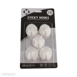 Hot items 5pcs white bathroom kitchen sticky hook for sale