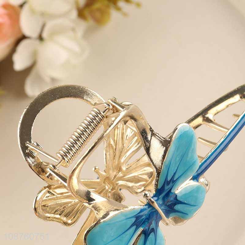 Wholesale enamel alloy butterfly hair claw clips metal hair clamps