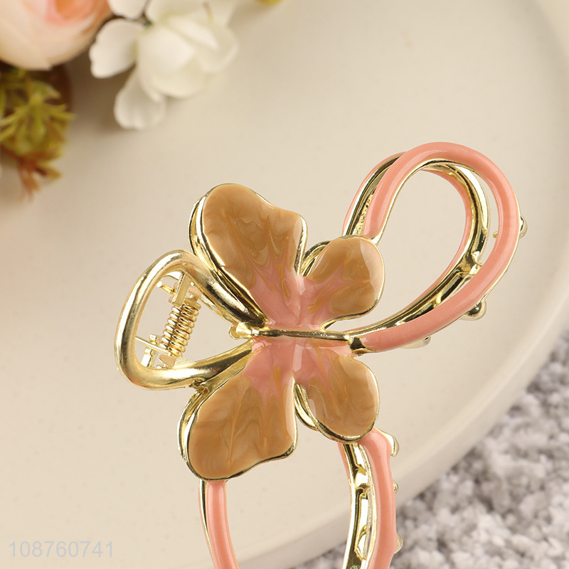 Wholesale enamel alloy hair claw clips aesthetic bowknot hair clips