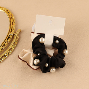 Wholesale elegant pearl hair scrunchies hair bands