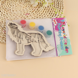 China Imports DIY 3D Layered Wooden Wolf Painting Kit For Kids