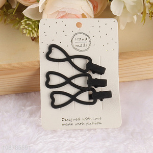 Hot sale 3pcs black hollow girls hairpin set