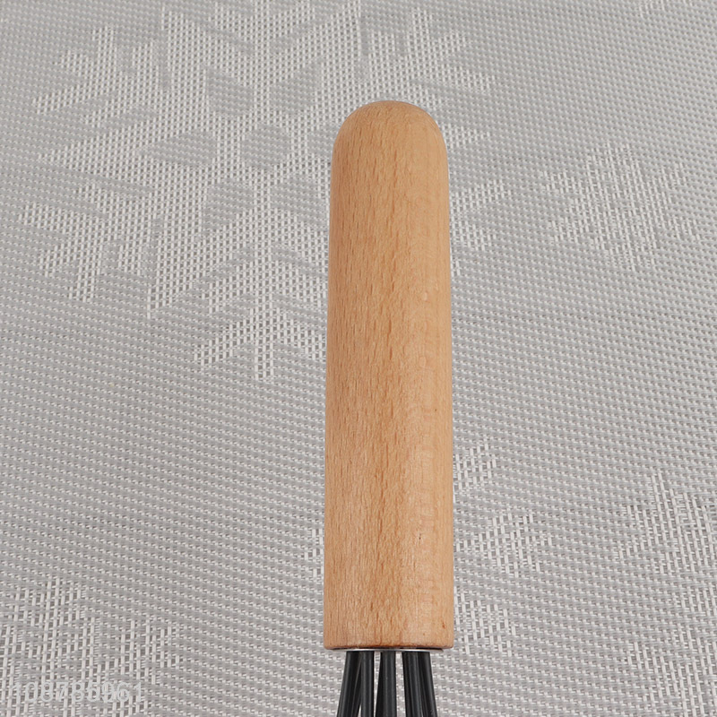 Factory price wooden handle silicone balloon egg whisk