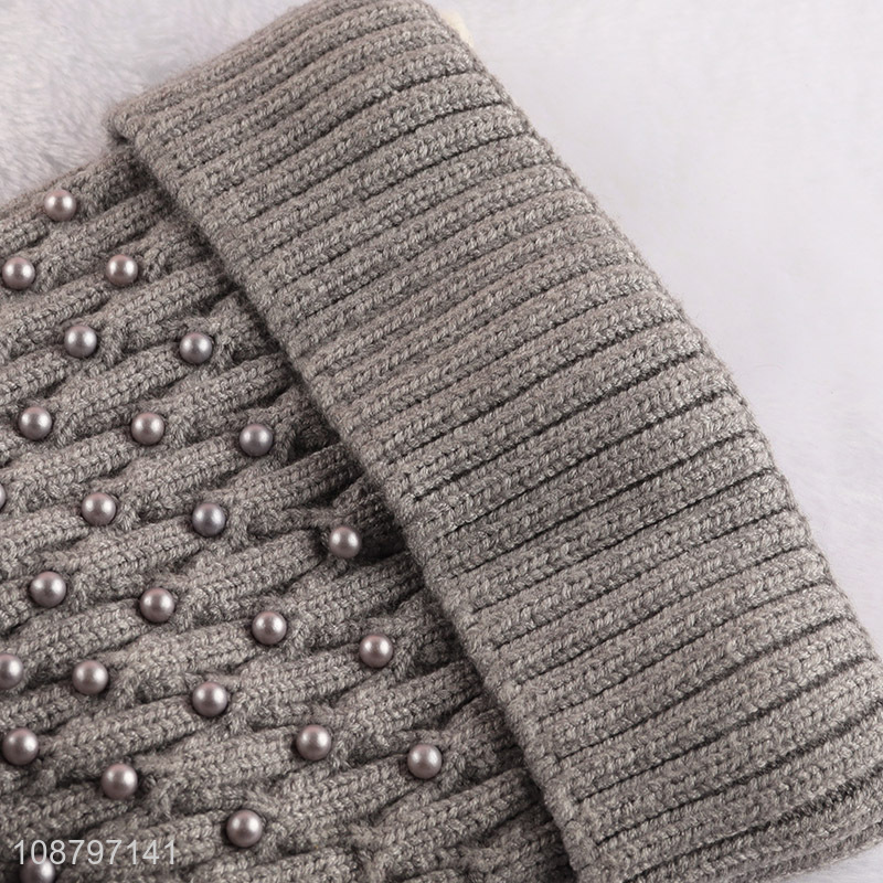 China imports winter knitted cap pom pom beanie hat for women