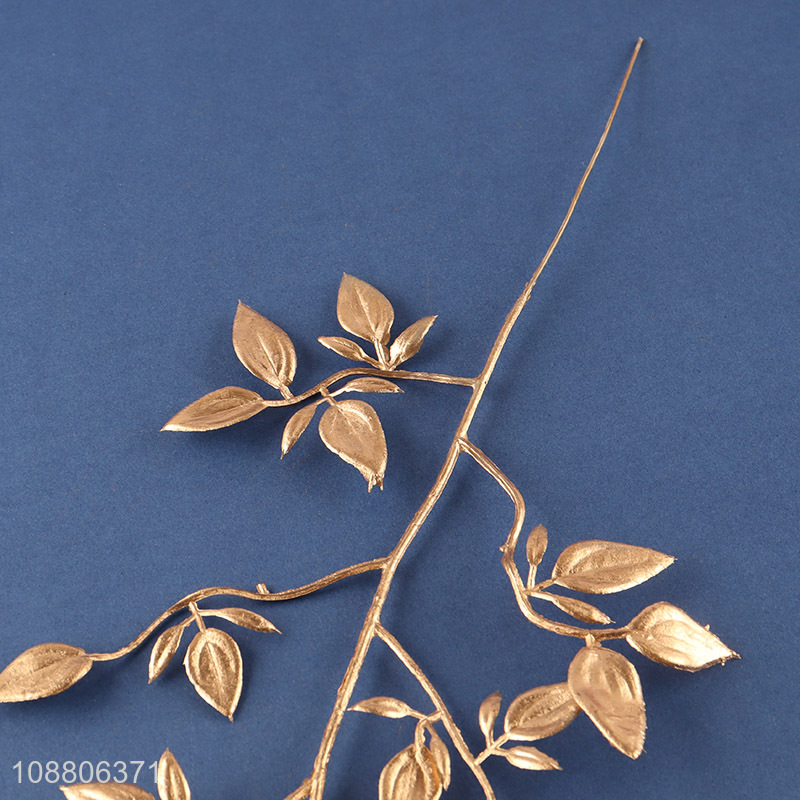 Wholesale gold artificial leaves fake plant for wedding decor