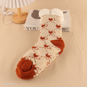 High quality women winter warm soft non-slip slipper socks