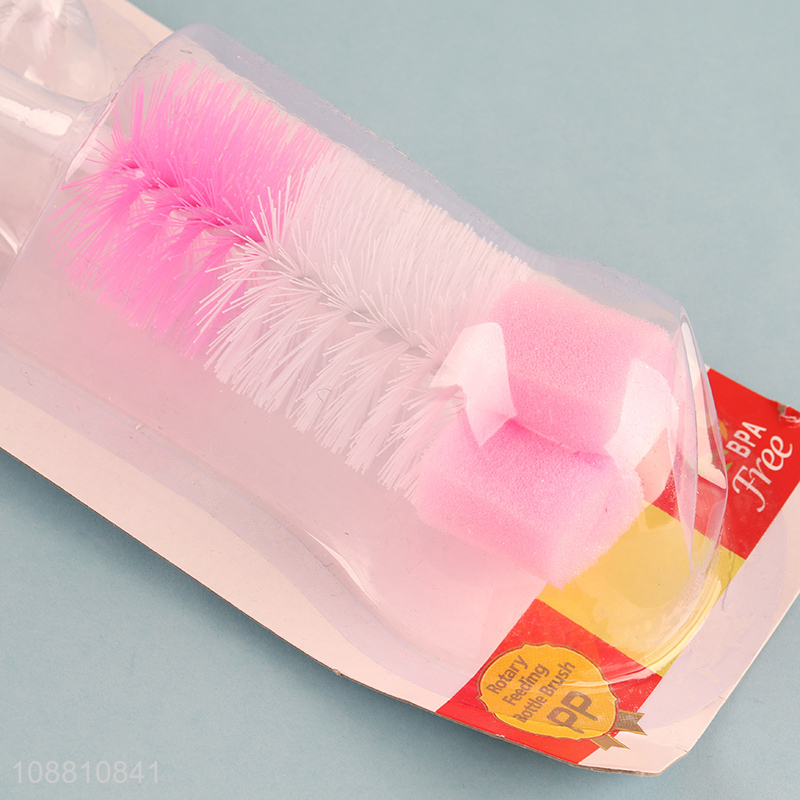 Wholesale 2pcs plastic bottle brush for baby feeding bottle