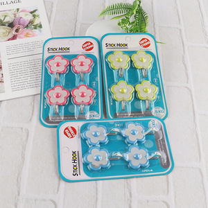 Wholesale 6pcs flower shaped waterproof oilproof plastic sticky hooks