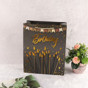 Wholesale gold stamping birthday gift bag with <em>handles</em>