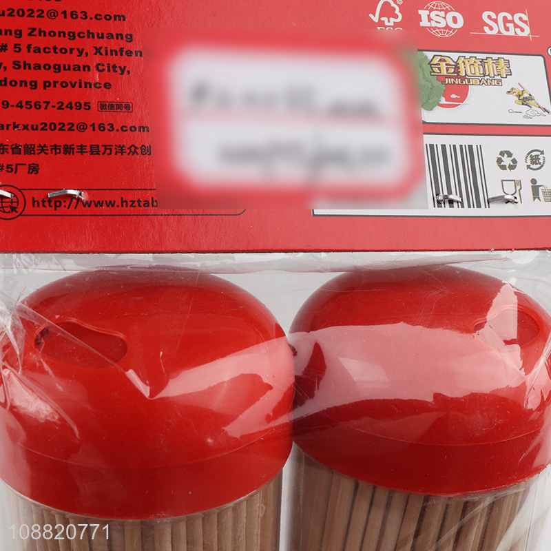 Most popular bamboo disposable toothpick with plastic bottle