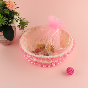 Good quality plastic rattan storage basket with mesh tent