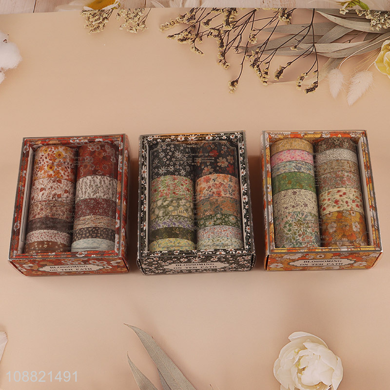 Hot selling 12 rolls floral washi paper tape set for DIY crafts