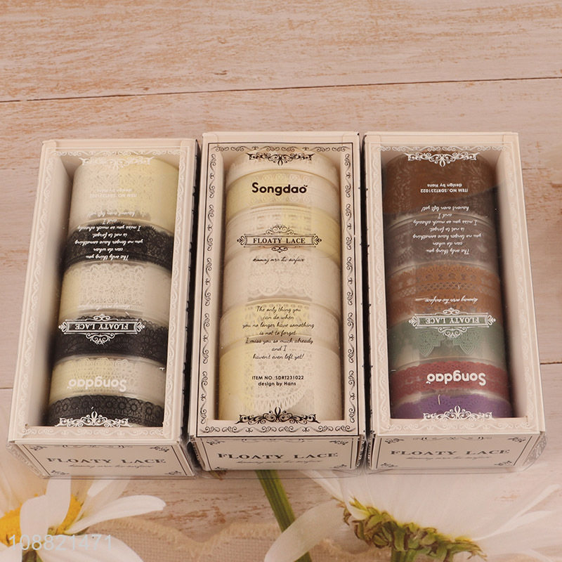 High quality 6 rolls lace washi paper tape set for journaling