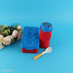 Factory price 2pcs plastic lunch box plastic water bottle set