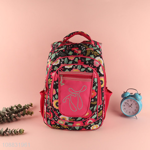 Good quality flower pattern polyester school bag school backpack