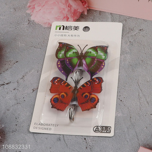 Good quality 2pcs butterfly shaped sticky wall hooks for hanging