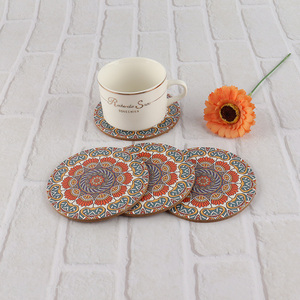 Yiwu market 4pcs round wooden cup mat set