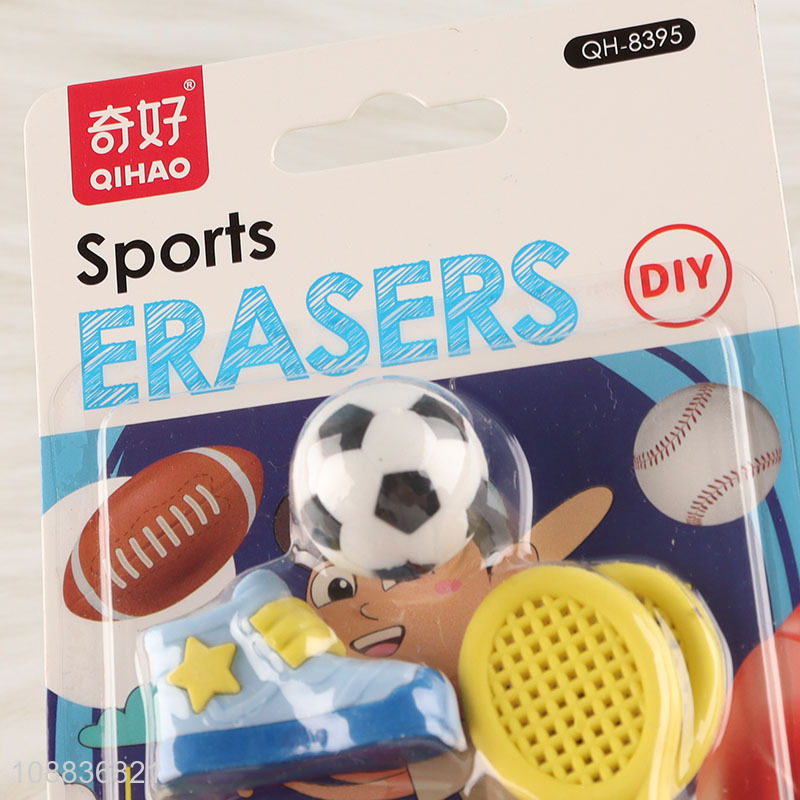 Hot products sports series school students eraser set for sale