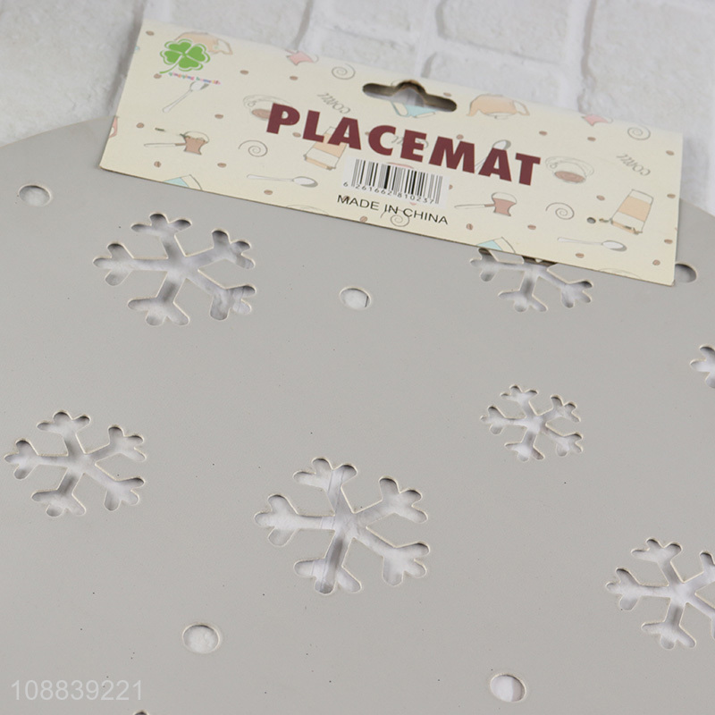 Hot selling round snowflakes pvc place mat dinner mat wholesale