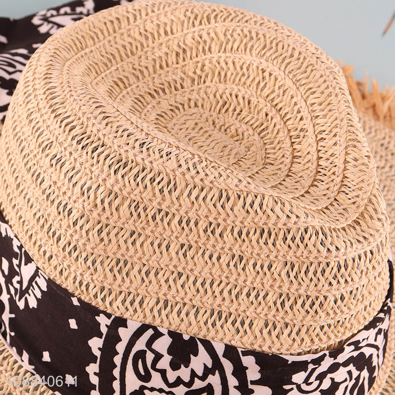 Factory price wide brimmed beach straw hat for women