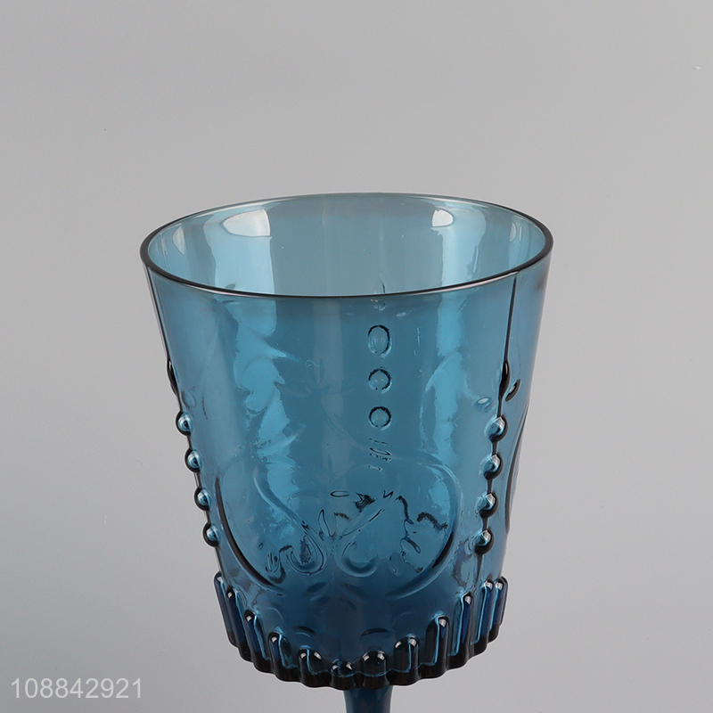 Hot products blue embossed glass wine glasses champagne glasses