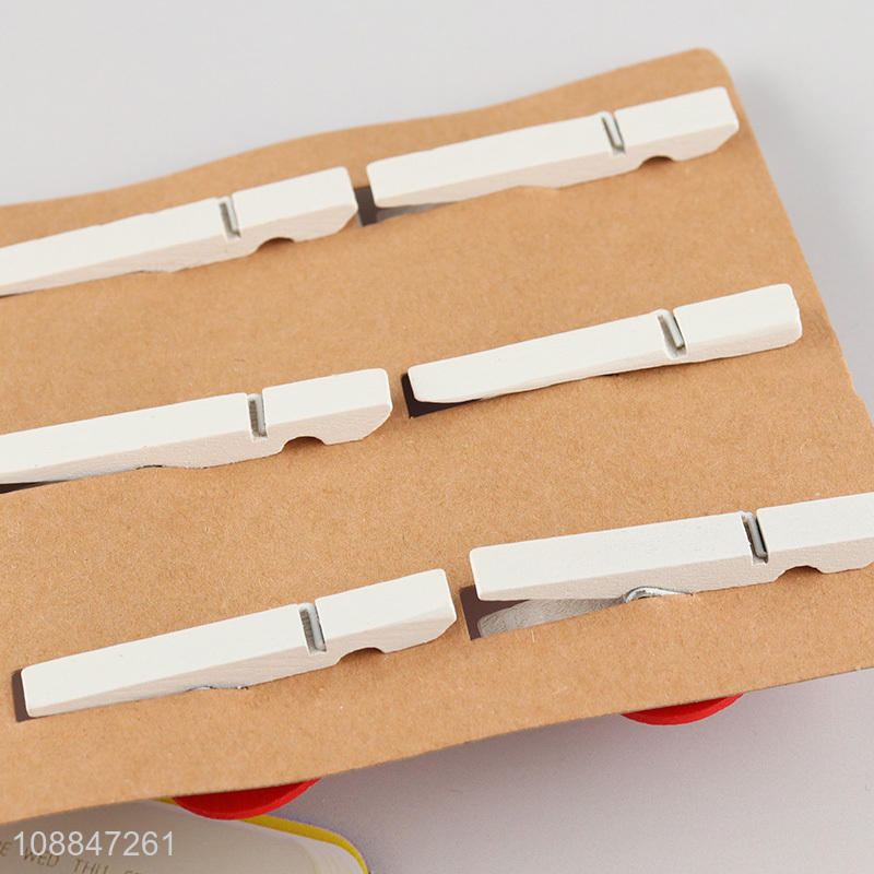 China factory 6pcs wooden school office clip set wholesale