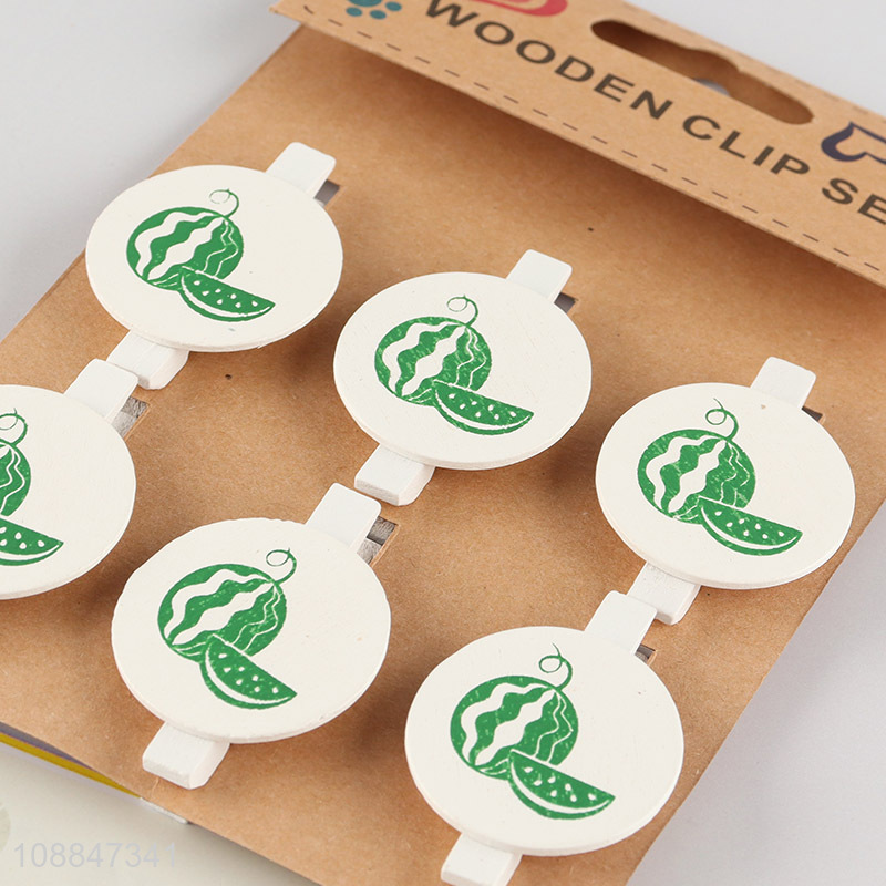 Low price 6pcs round wooden clip set for school office