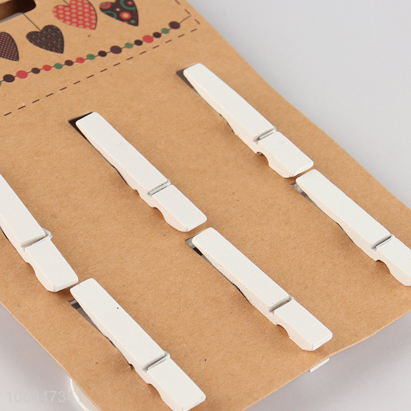 Low price 6pcs round wooden clip set for school office