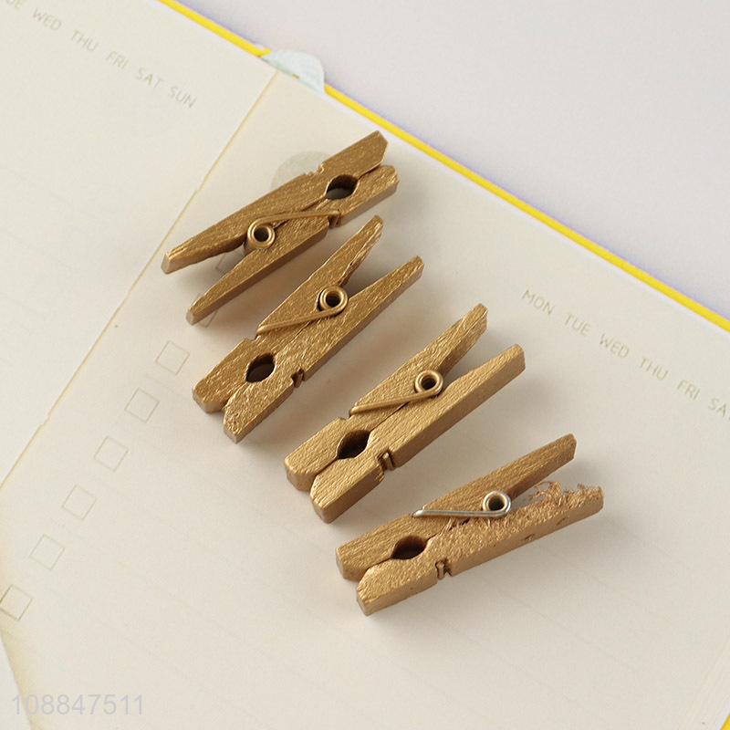 Factory price gold silver wooden clips wooden picture clips