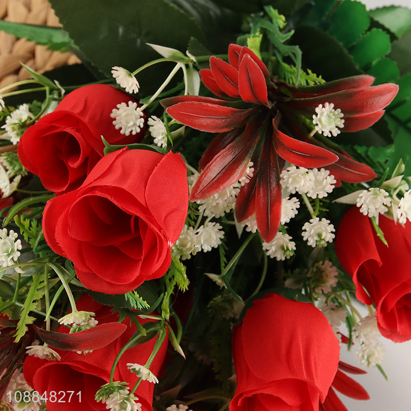 Hot selling 12-head artificial rose flowers for wedding decor