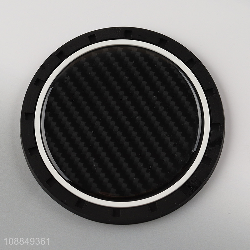 Factory Price Anti-Slip Car Cup Coaster Round Carbon Fiber Cup Holder