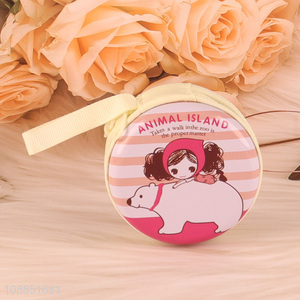 Wholesale portable cartoon coin purse round metal change pouch